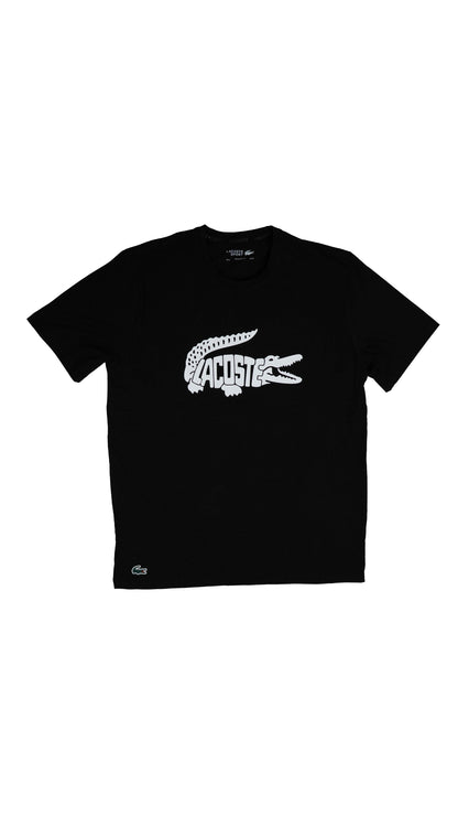 Lacoste Crna Majica sa Croc Text Logom