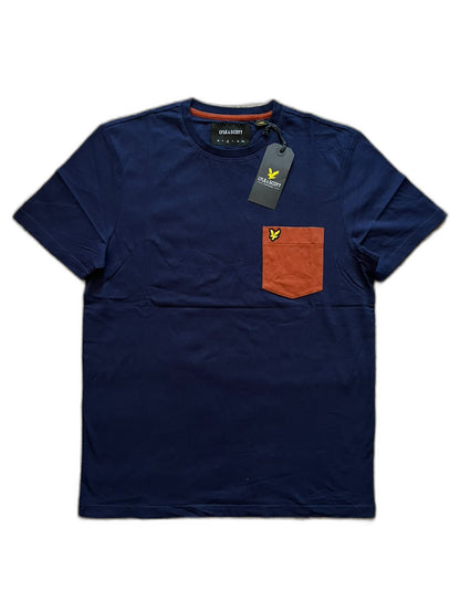 Lyle & Scott Plava Majica sa Narandžastim Džepom