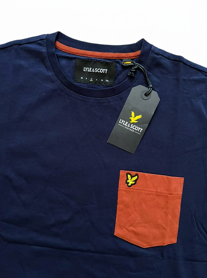 Lyle & Scott Plava Majica sa Narandžastim Džepom
