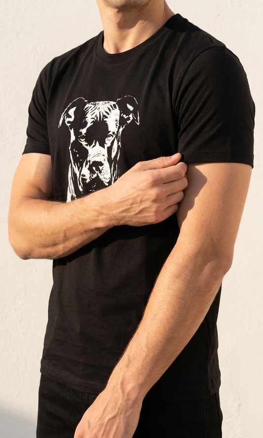 HUGO crna majica sa pitbull grafikom - model