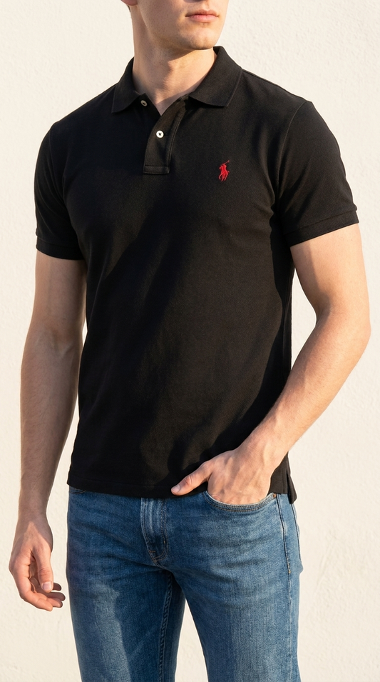 Polo Ralph Lauren crna slim fit polo majica - model