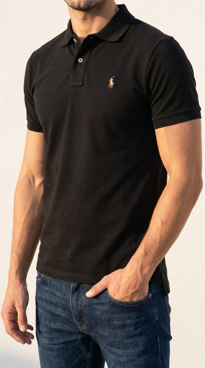 Polo Ralph Lauren crna polo majica sa multikolor konjicem - model