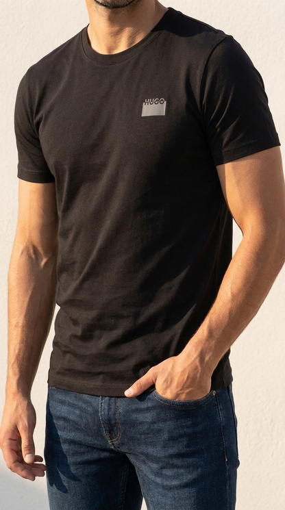 HUGO crna majica sa sivim box logom - model