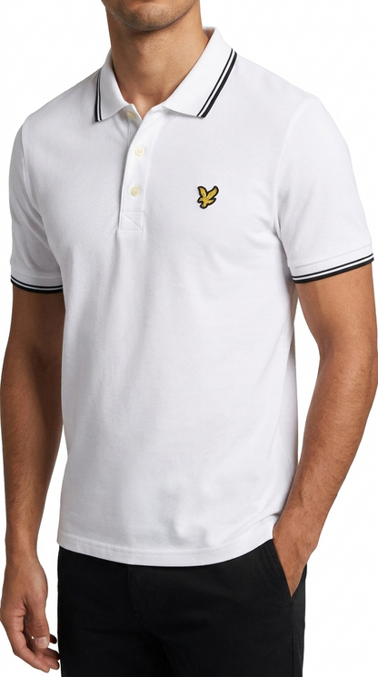 Lyle & Scott Bela Polo Majica sa Crnim Detaljima na Kragni i Rukavima
