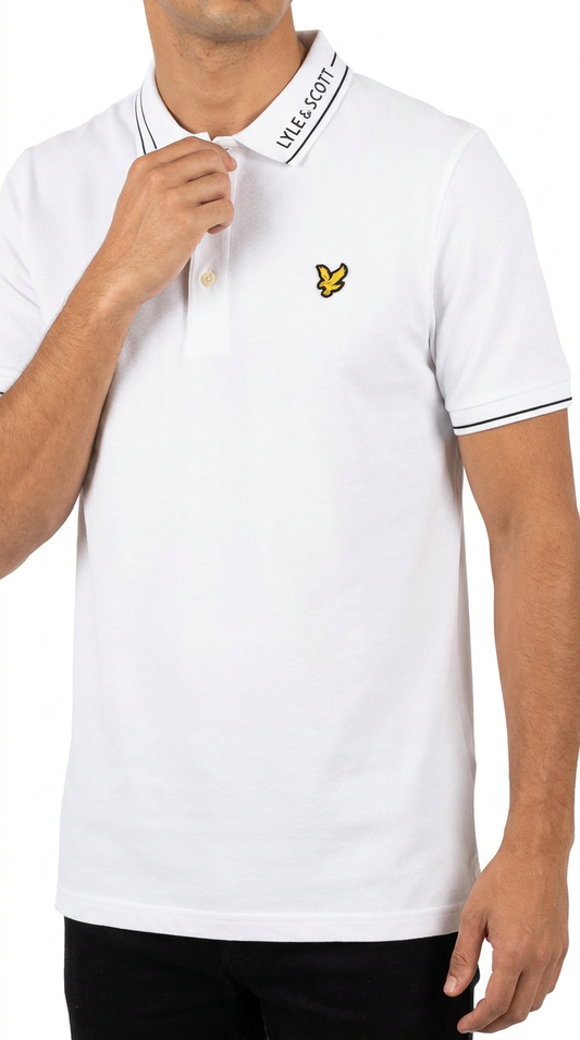 Lyle & Scott Bela Polo Majica sa Natpisom na Kragni