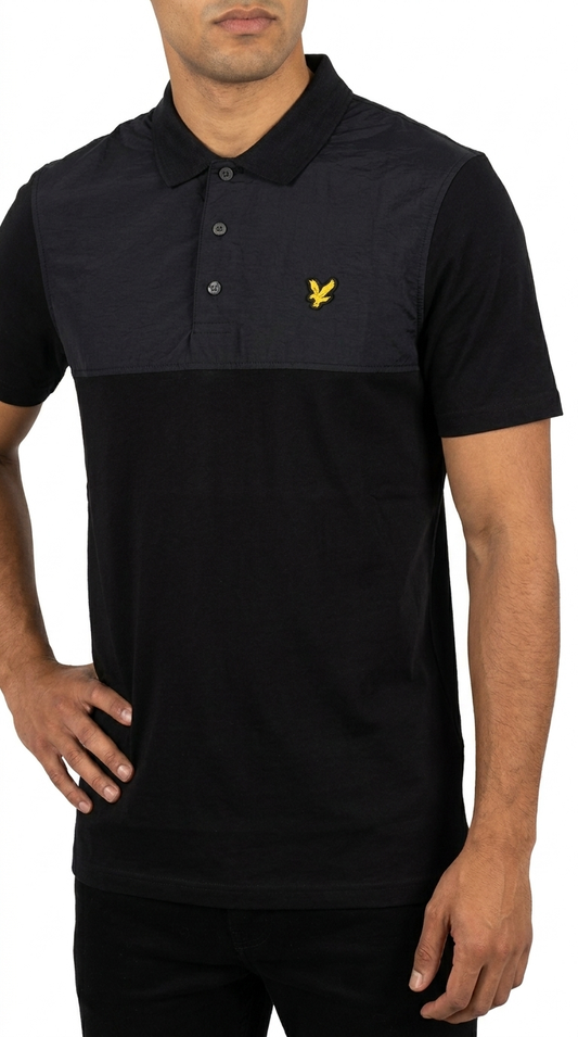 Lyle & Scott Crna Polo Majica sa Hybrid Detaljima